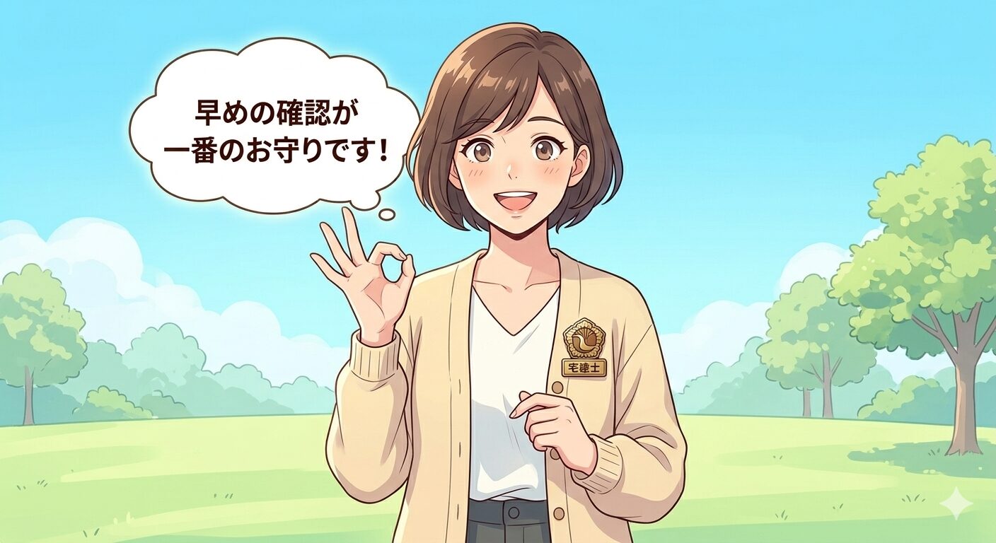 宅建士バッジをつけてOKサインを出す女性のイラスト