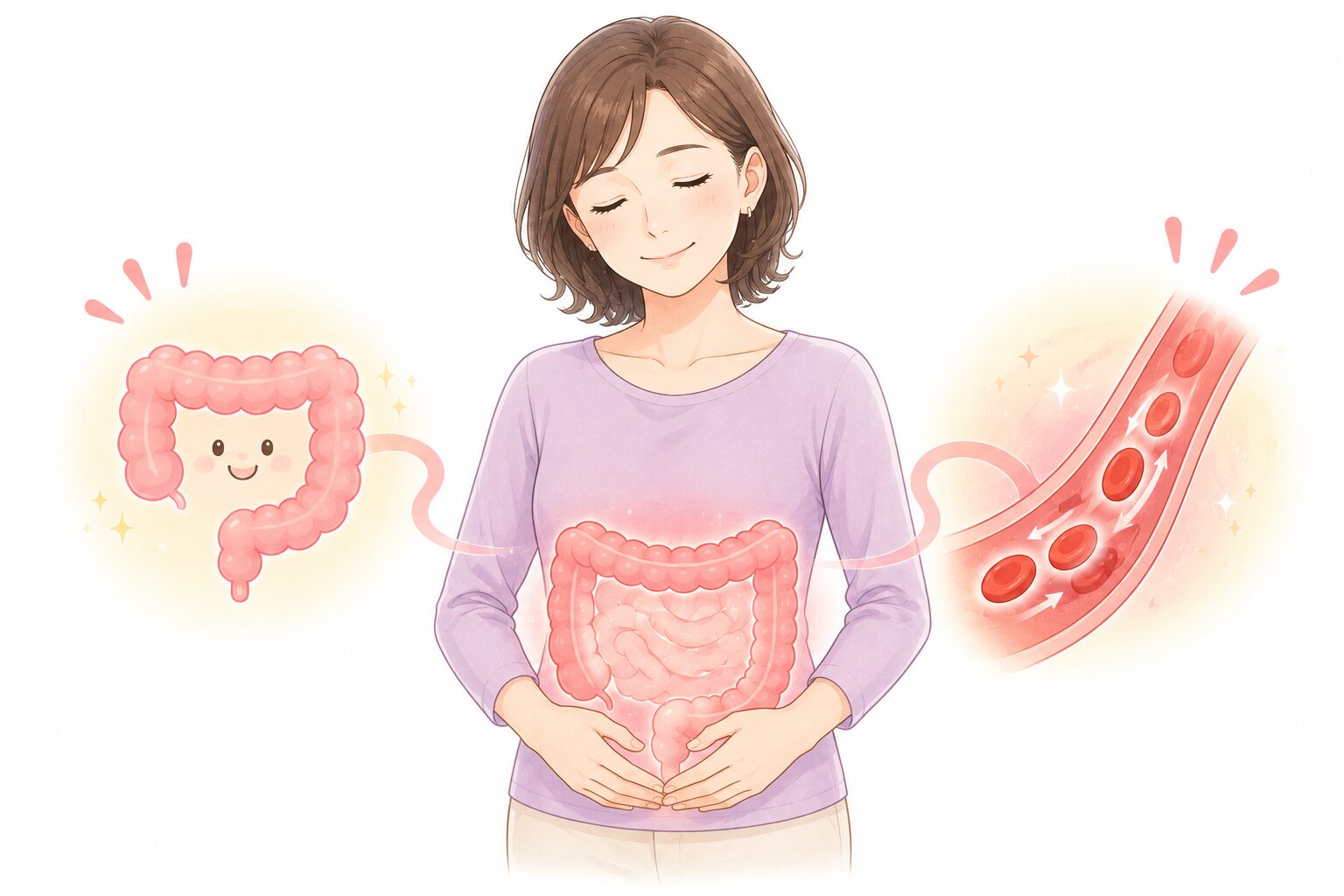 腸と血流のつながりを表すイラスト