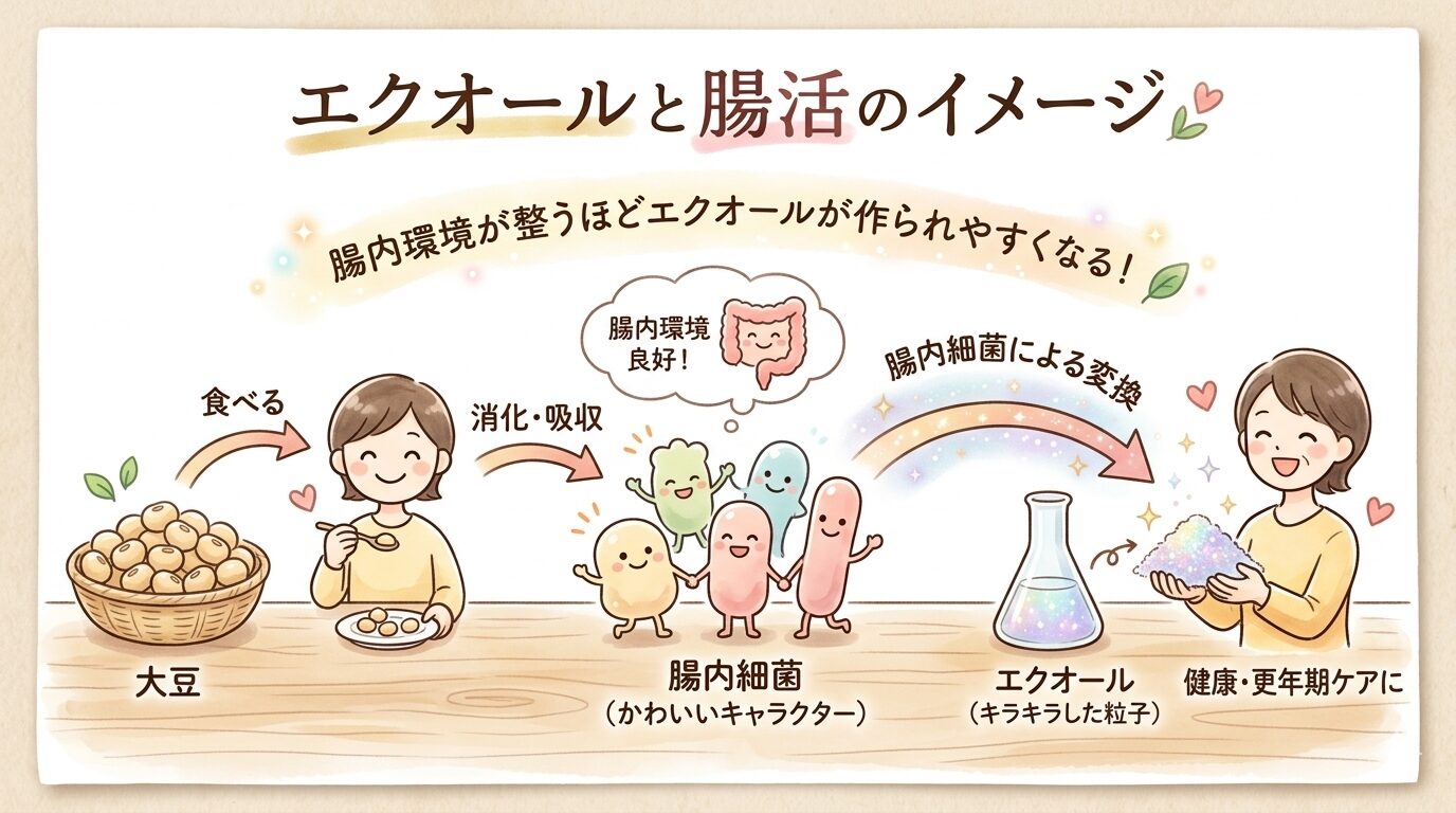 エクオールと腸活のイメージ