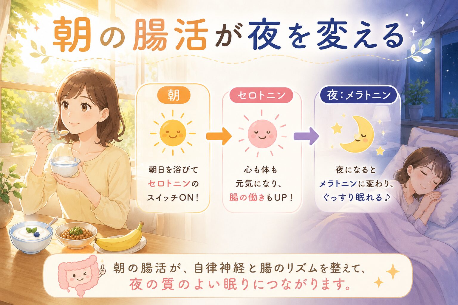 朝の腸活が夜を変える